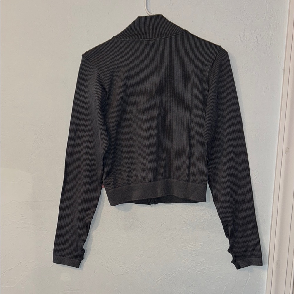Black Ribbed Women's Jacket - Picture 3 of 6